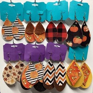 8 Womens Light Weight Faux Leather Dangle Earrings